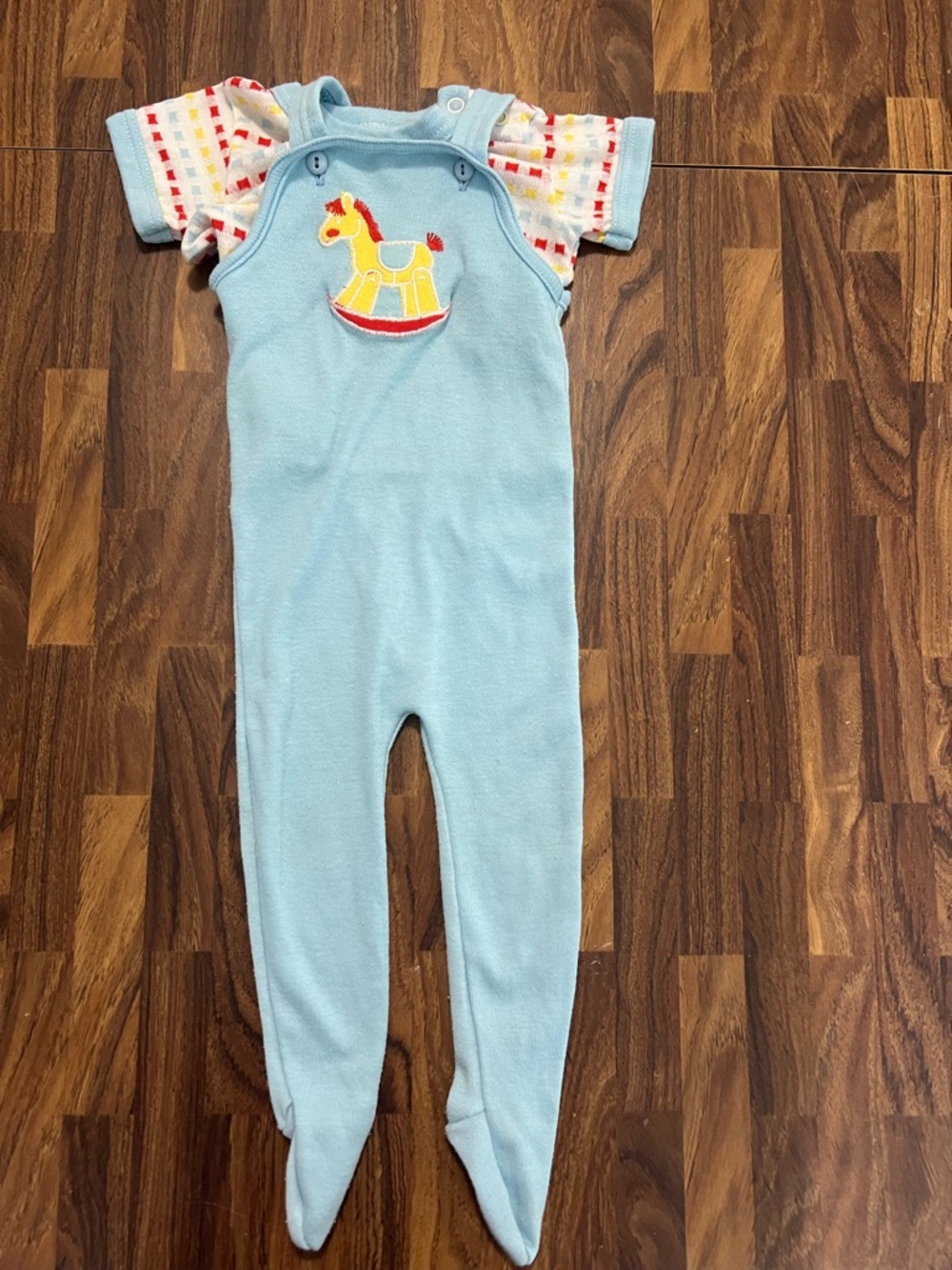 Vintage Y2K Carters One Piece Blue Rocking Horse Overalls 9months USA (18-20lbs)